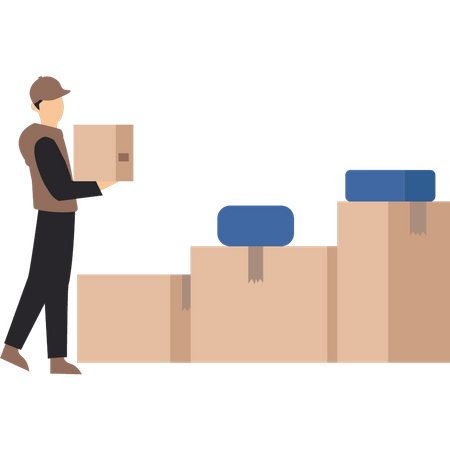 Man holding carton  Illustration