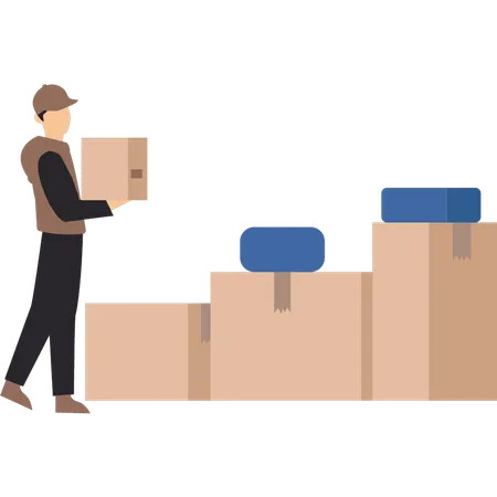 Man holding carton  Illustration