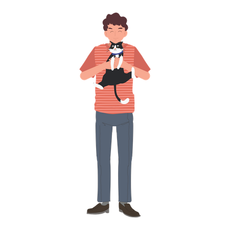 Man holding cat  Illustration