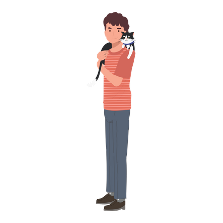 Man holding cat  Illustration