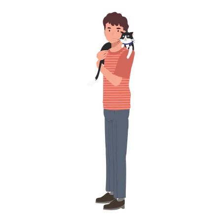 Man holding cat  Illustration