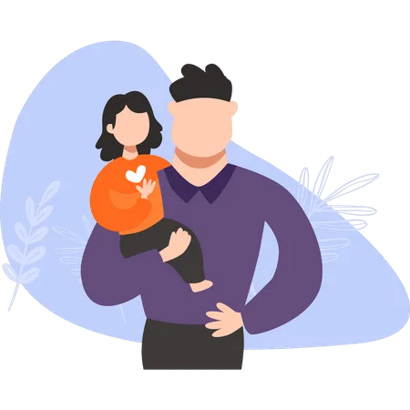 Man holding child in his arms  Illustration