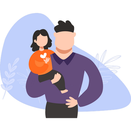 Man holding child in his arms  Illustration