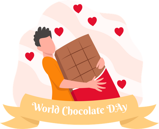 Man holding chocolate  Illustration