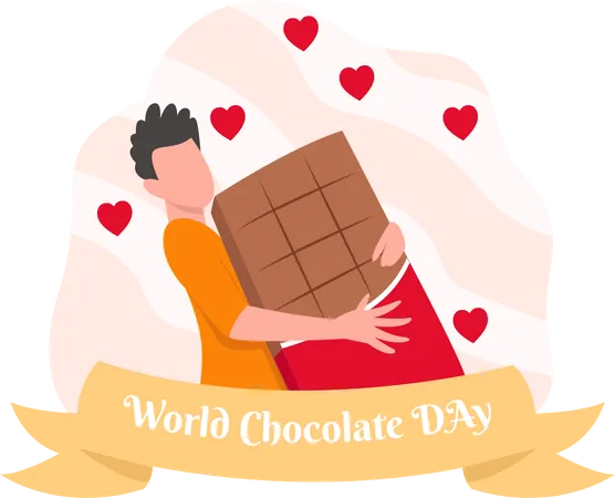 Man holding chocolate  Illustration
