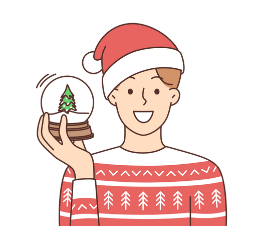 Man holding christmas ball  Illustration
