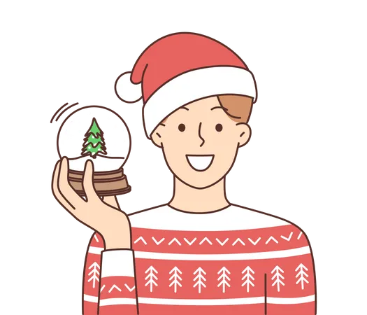 Man holding christmas ball  Illustration