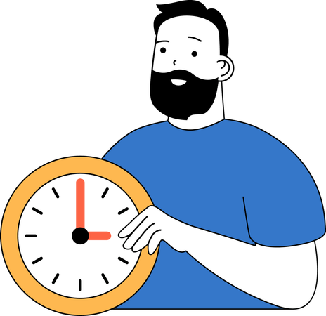 Man holding circular clock  Illustration