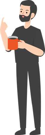 Man Holding Coffee  Illustration