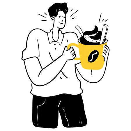 Man holding coffee in Seasonal Specials  Illustration