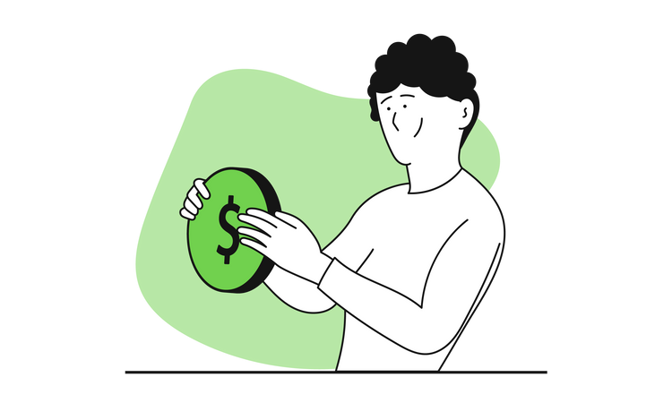 Man holding coin  Illustration