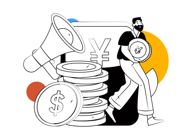 Man holding coin  Illustration