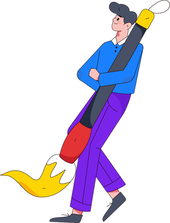 Man holding color brush  Illustration