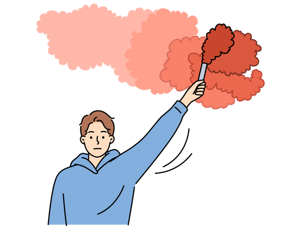 Man holding color smoke firecracker  Illustration