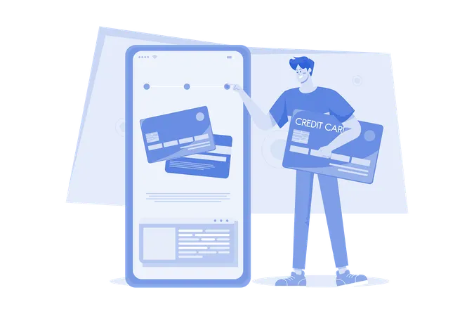 Man Holding Credit Card Illustration Concept On A White Background Illustration