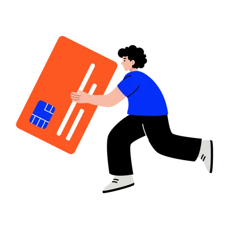 クレジットカードで支払いをしている男性  イラスト