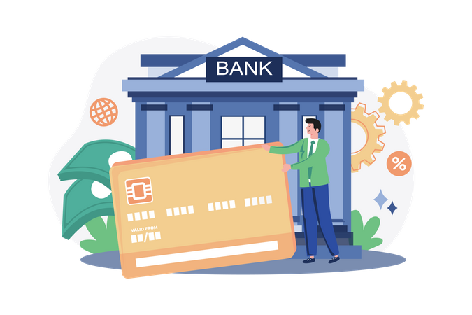 Man holding credit card  Illustration