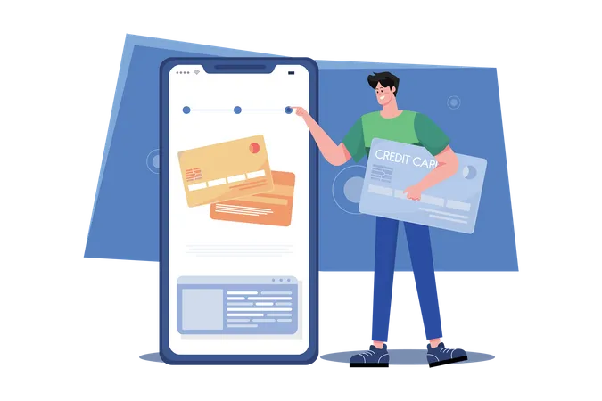 Man Holding Credit Card  Illustration