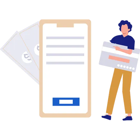 Man holding credit card  Illustration