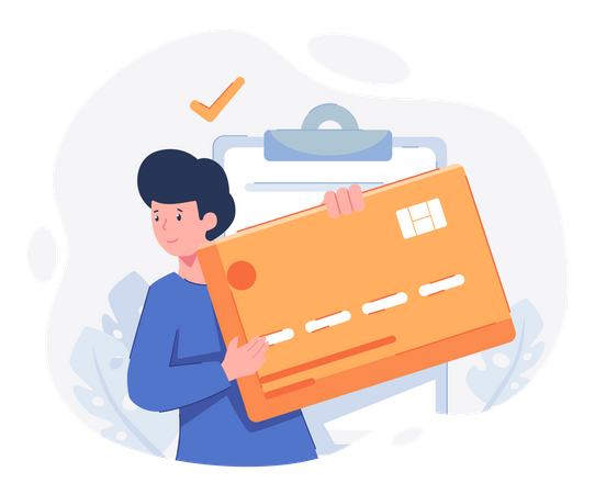Man holding credit card  Illustration