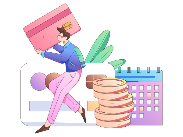 Man holding credit card while doing payment on payment day  Illustration