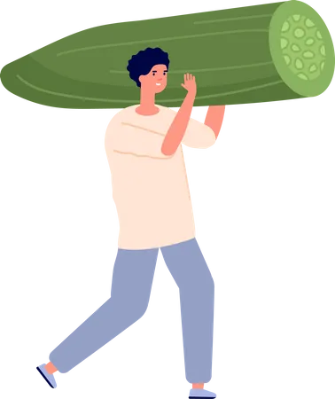 Man holding cucumber  Illustration