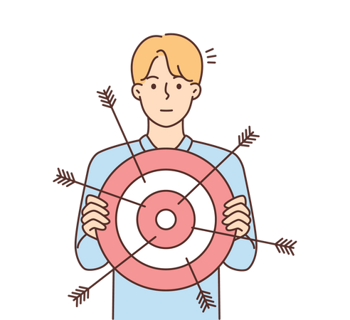 Man holding dartboard  Illustration