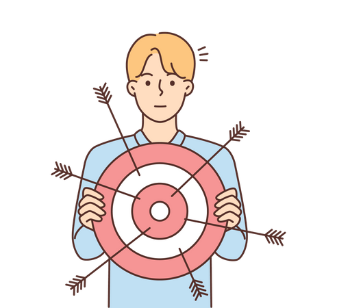 Man holding dartboard  Illustration