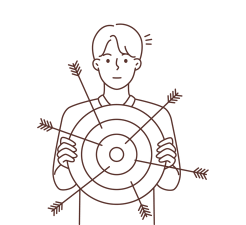 Man holding dartboard  Illustration