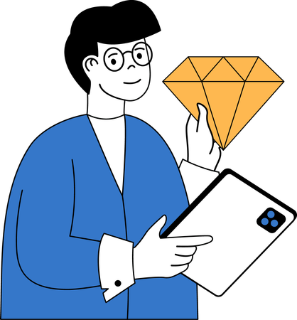 Man holding diamond  Illustration