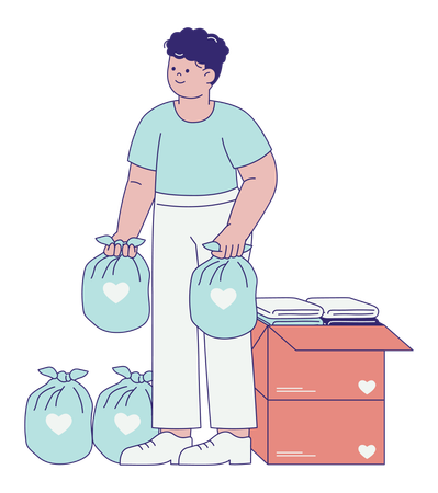 Man Holding Donation Bags  Illustration