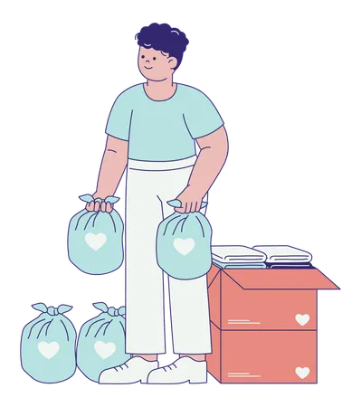 Man Holding Donation Bags  Illustration