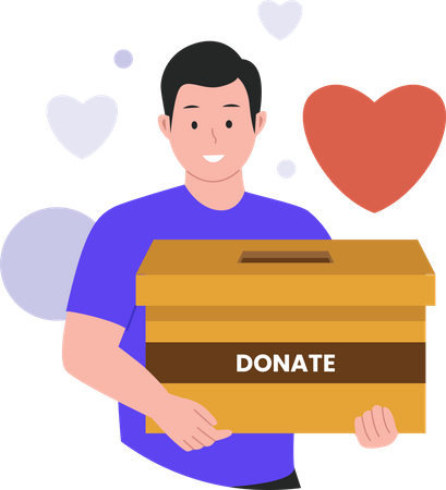 Man holding donation box  Illustration