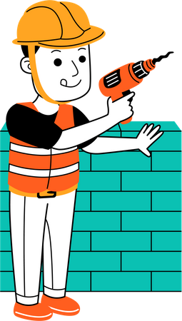 Man holding drilling machine  Illustration