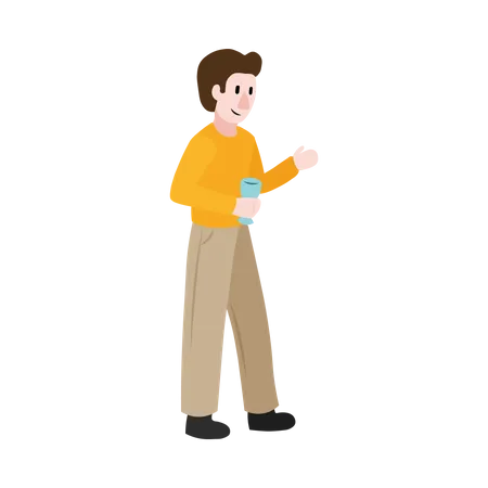 Man holding drink glass  Illustration