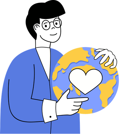 Man holding earth while caring planet  Illustration