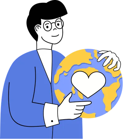 Man holding earth while caring planet  Illustration