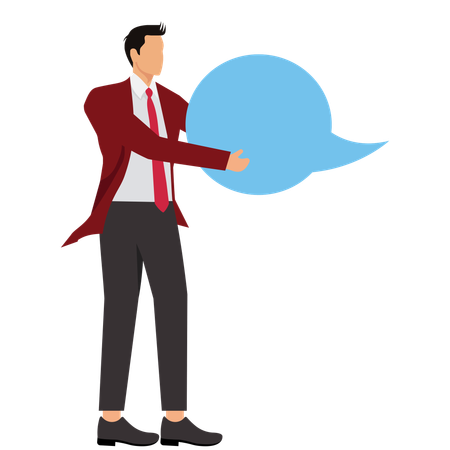Man holding empty speech bubble  Illustration