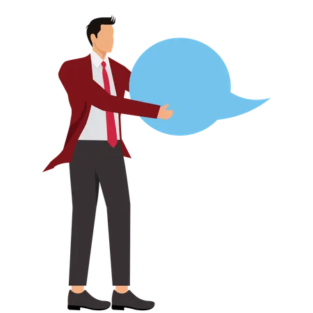 Man holding empty speech bubble  Illustration