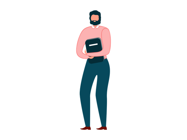 Man holding files Folder  Illustration