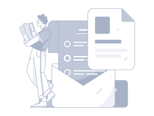 Man holding files while getting business mail  Illustration
