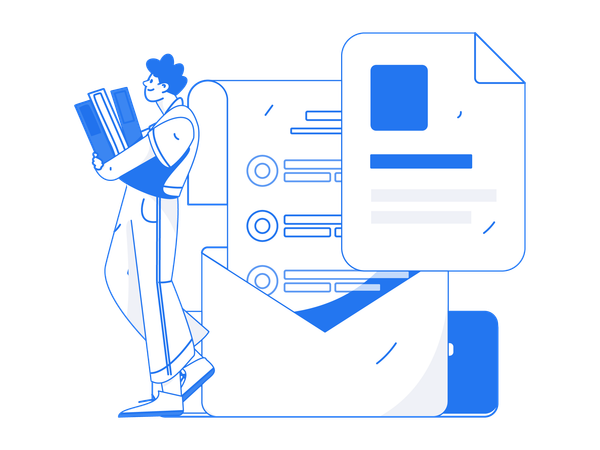 Man holding files while getting business mail  Illustration