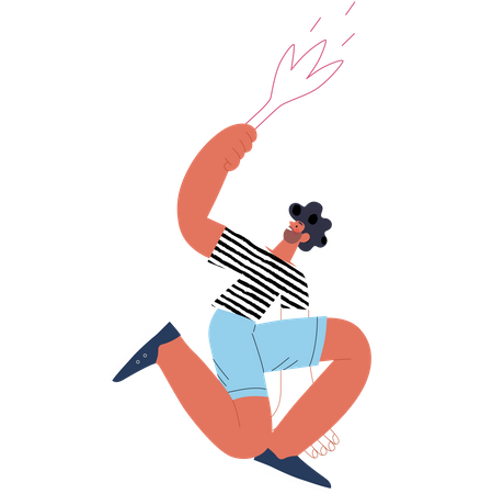 Man holding fire torch  Illustration