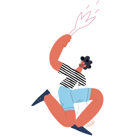 Man holding fire torch  Illustration