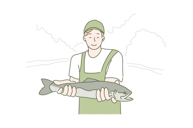 Man holding fish  Illustration