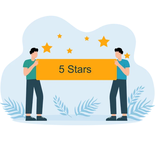 Man holding five stars banner  Illustration