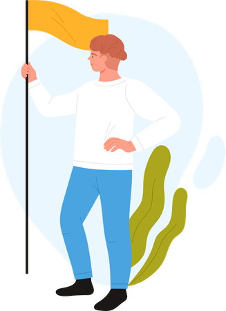 Man holding flag  Illustration