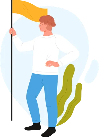 Man holding flag  Illustration