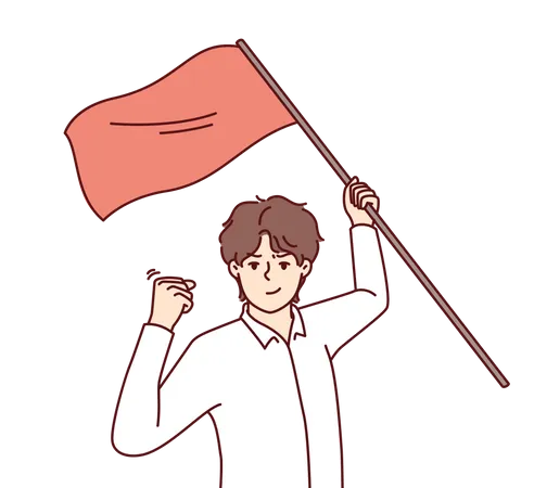 Man holding flag  Illustration