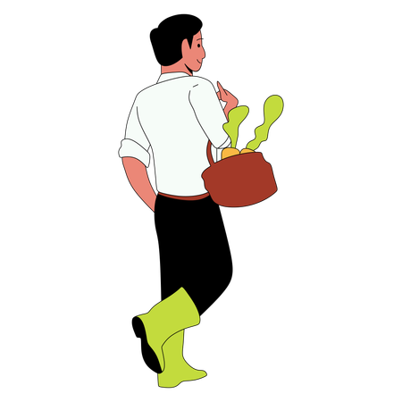 Man holding flower pot  Illustration